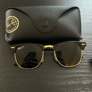 Ray-Ban Classic Black and Gold Clubmaster Sunglasses